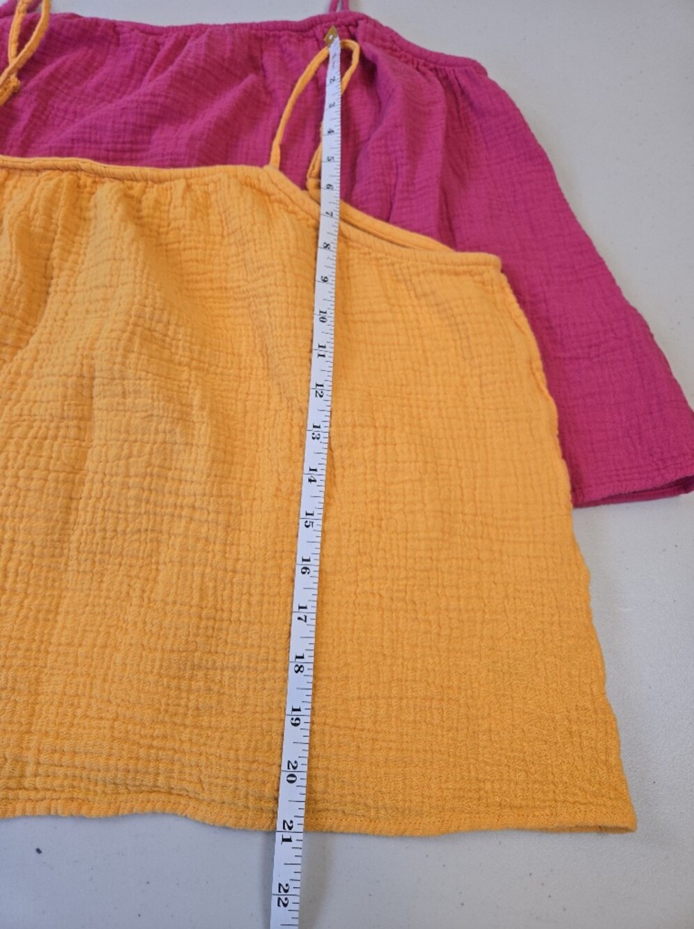 H&M Bundle of 2 Cropped Cotton Gauze Tank Tops in Fuchsia and Yellow Size XL - Picture 6 of 11